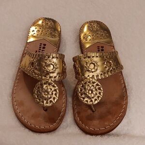 Palm Beach Gold Leather Whipstitch Sandals Size 5
